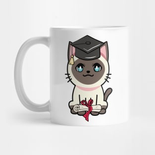 Cute siamese cat is a graduate Mug